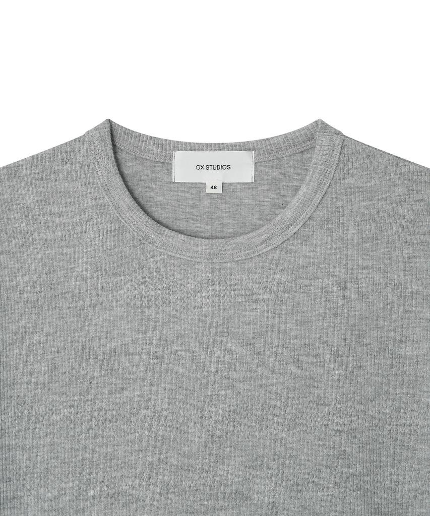 OX STUDIOS Ribbed Semi-Muscle Fit T-Shirt (Melange Grey)