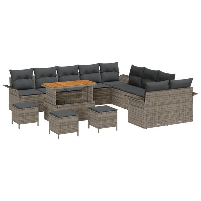 Canapé de jardin 2 places vidaXL avec rangement et coussins, Ensemble de salle à manger de jardin 4 pièces avec coussins 3364153