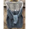 Multicolor Round Neck Knit Sweater with Sheep Pattern