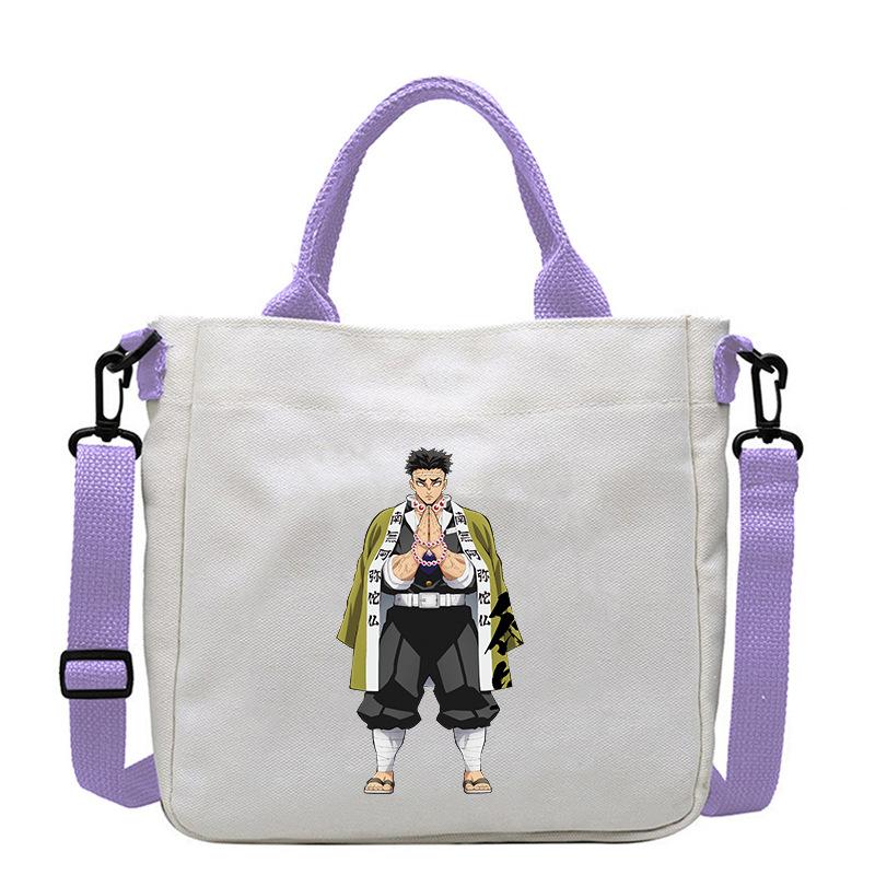 Japan cartoon comics Demon Slayer Print Canvas Bag Stylish Crossbody Bag Large Capacity Commuter Shoulder Bag 7554