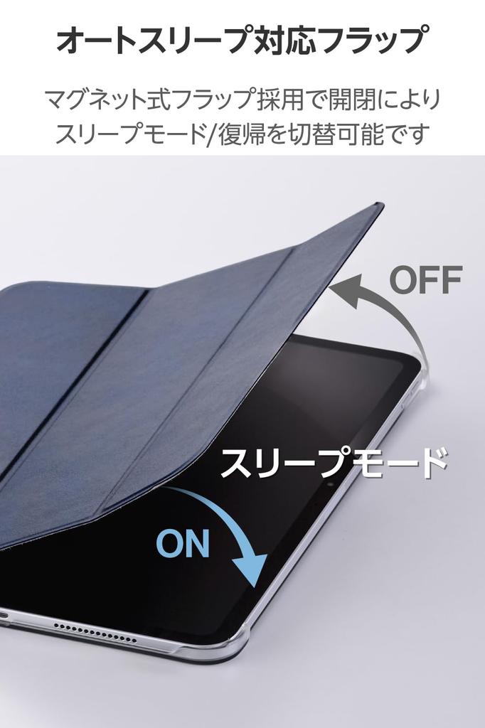 Elecom Husă pentru iPad Pro cu Unghi Reglabil Dublu Transparentă Sleep Albastru Marin 11 inch (M4) Setări, Clapă, Mod, Albastru, TB-A25PMWVNV