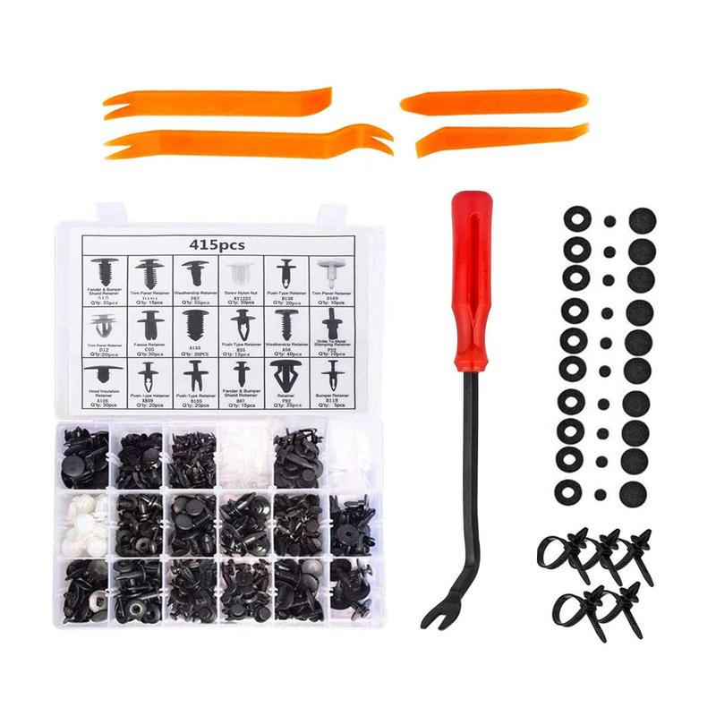 415pcs Car Bumper Retainer Clips and Nylon Fasteners Rivet Kit Car Body Push Retainer Pin Rivet Bumper Door Trim Panel Retainer