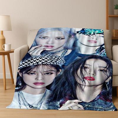 Mode Kpop B-Black Pink Gruppe Sänger Star Flanelldecke Weiche Überwurfdecke für Bett Schlafzimmer Wohnzimmer Reise Picknick Geschenk