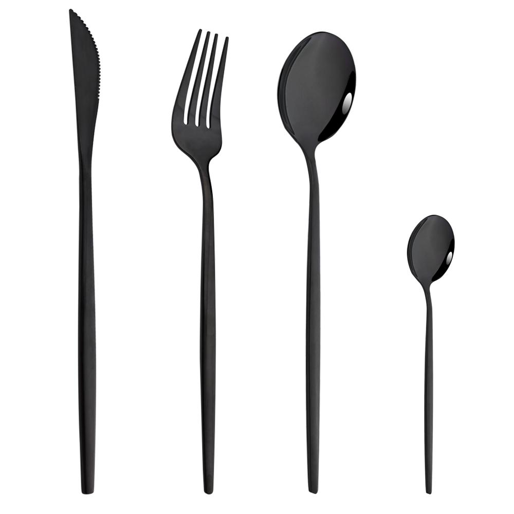 Drmfiy Pink Silver Stainless Steel Dinnerware Set Fork Knife Soup Ice Spoon Cutlery Set Western Flatware Kitchen Silverware Set