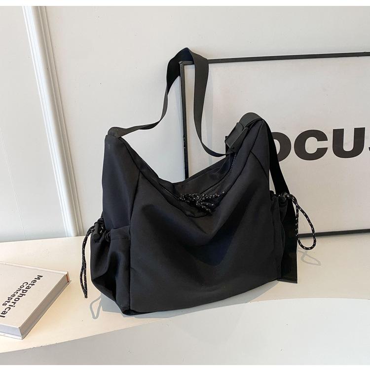 Lazy Wind Casual Large Capacity Simple Solid Color Shoulder Tote Bag Student Class Commute Travel Light Messenger Bag