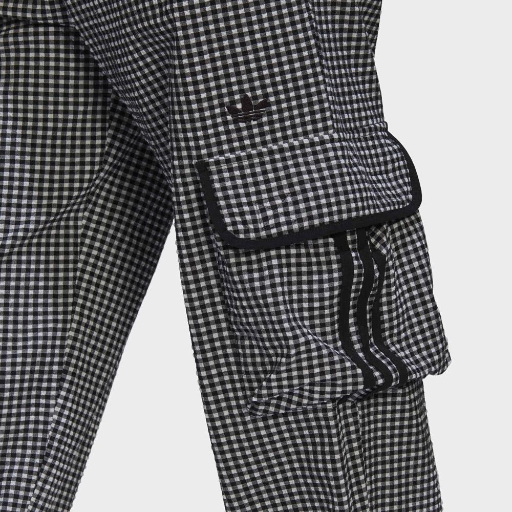 Adidas Originals Checkered Logo Embroidered Big Pocket Cuffed Sports Pants Women Bottoms Black HB9456