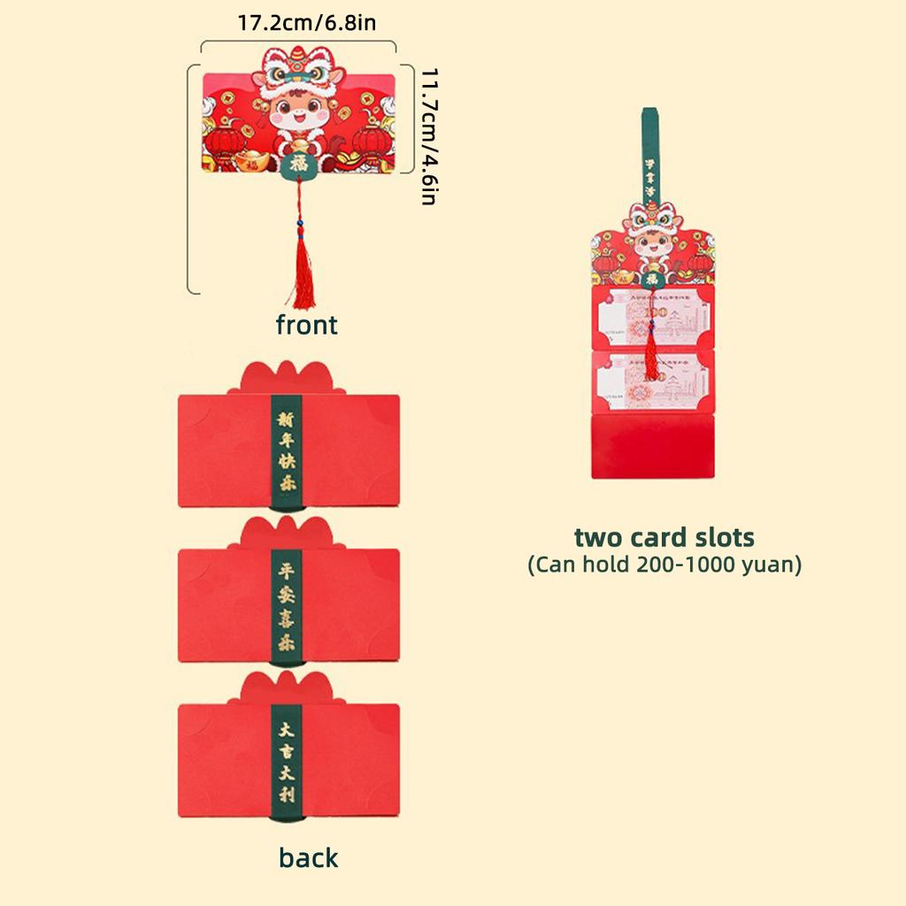 Creative 2/6/8/10 Folding Red Packets 2026 CNY Cash Gift Bag Birthday Wedding Horse Spring Festival Red Envelope