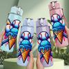 1 Stück Bunte schmelzende Eiscreme-Spritzer 750ml Farbige Kunststoff-Wasserflasche Auslaufsicherer Klappdeckel mit Strohhalm Für Sport Büro Zuhause