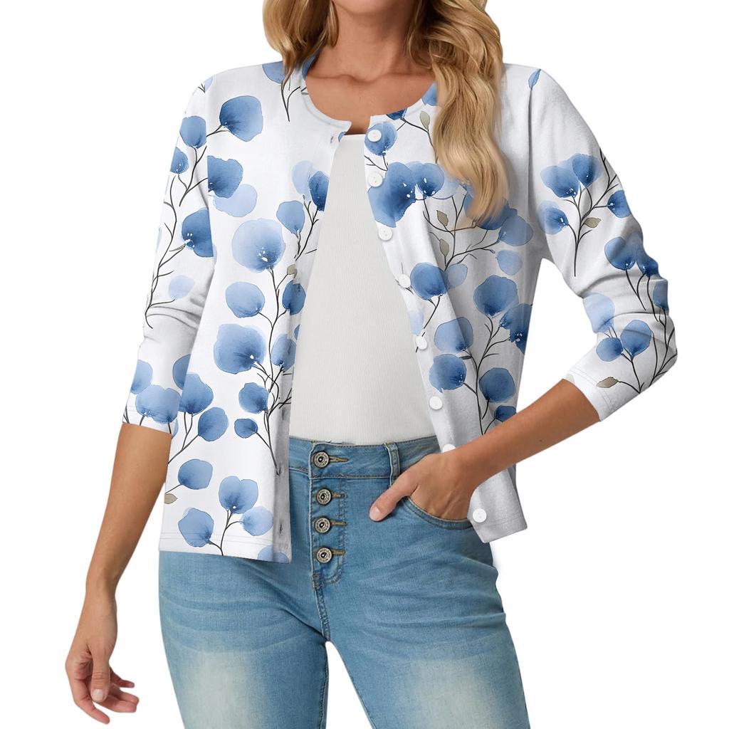 Women's Fashionable, Casual, Comfortable Floral Cardigan Jacket