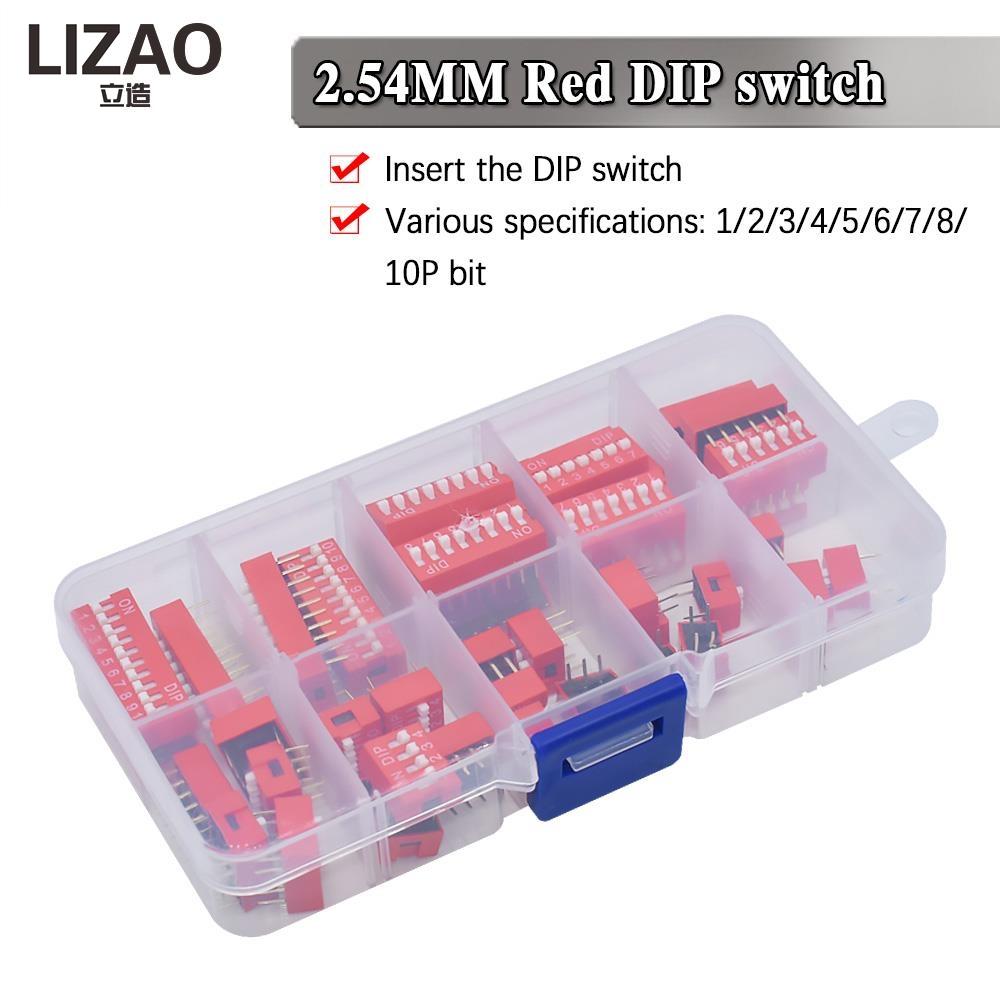 LIZAO DIP Switch Assorted Kit 1/1/1/1/1/6/7/8/11 Position 1.11mm Red Switches 1PCS Each
