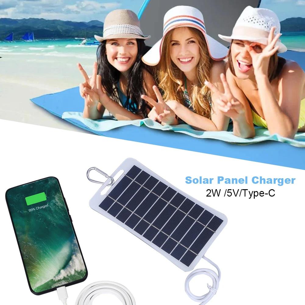 2W Portable Solar Panel 4V5V/6V/12V Outdoor Hiking And Camping Waterproof Portable Charger Mobile Phone Charging Bank Charging 4