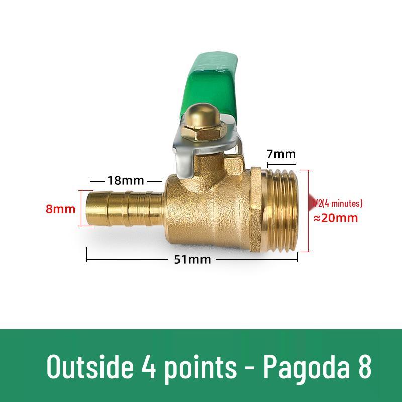 Copper DN20 Thickened Water Valve, Internal/External Thread, Pneumatic Ball Switch, 2-Point One-Piece Design