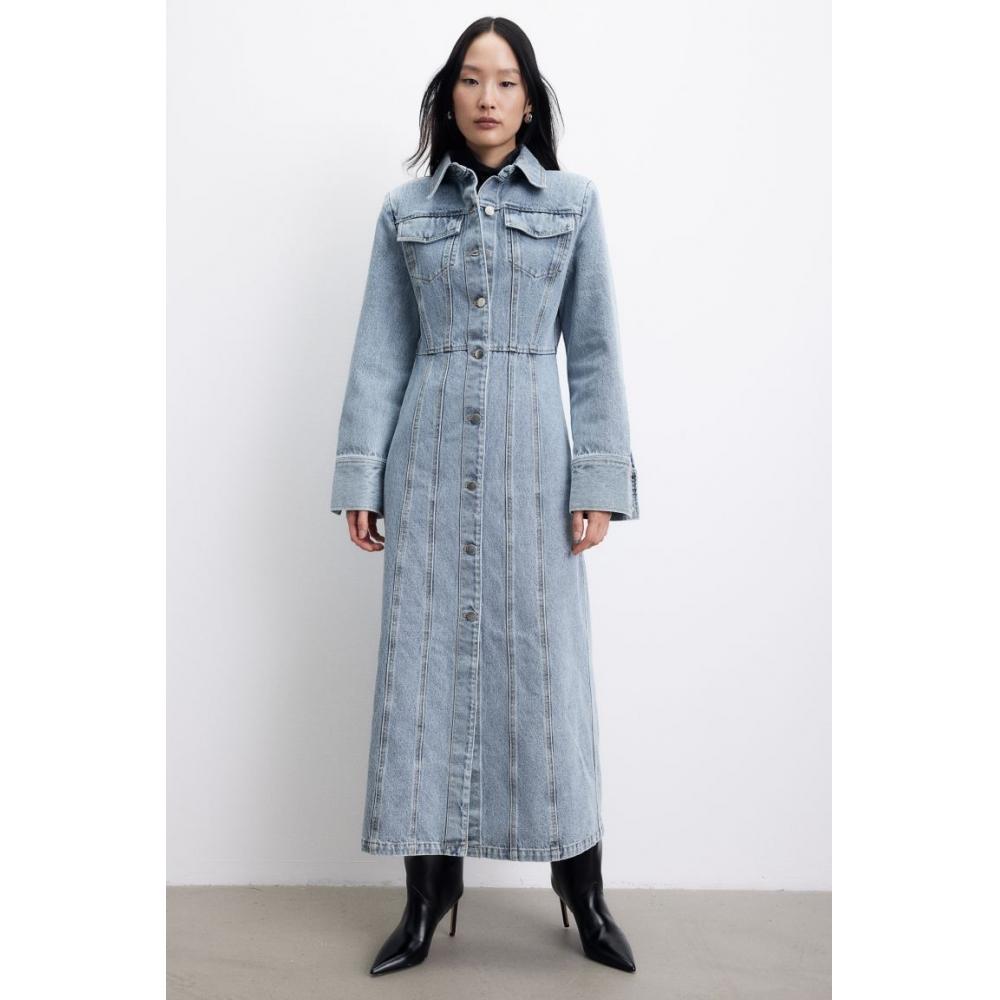 

Джинсовое платье-рубашка HM Светло-джинсовый синий