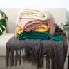 Chritmas Green Blankets Large Knitted Tassel Throw for Bed Chair Sofa Couch Cover All-Season Blanket Home Decor Soft Comfortable