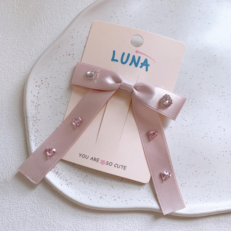 

Pink Children s Hairpins Rhinestone Love Bow Hair Clip Sweet Baby Girls Princess Hair Ropes Side Bangs Broken Hair Accessories 1pcs Bow