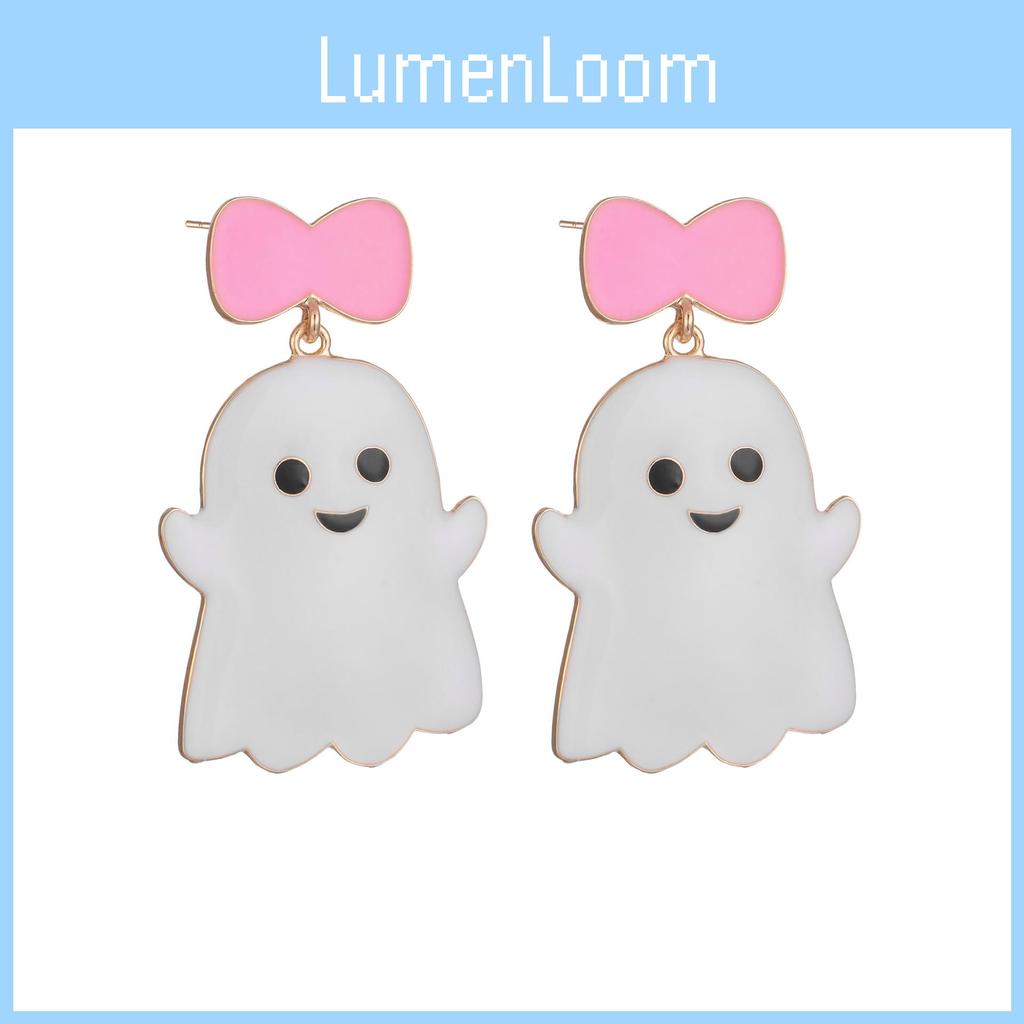 Urocze Kolczyki Duch z Wstążką Dla Kobiet Urocze Akcesoria Halloweenowe Ze Stopu