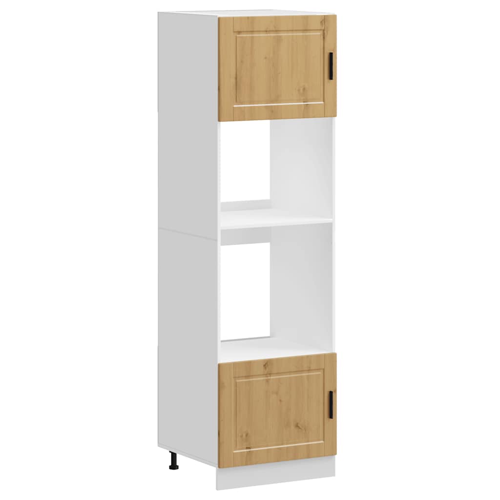 Built In Oven Cabinets (2 Pcs) Porto Series Artisan Oak Wood Based Material
