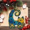 Cat Christmas Ornaments Floral Hand-painted Acrylic Animal Tree Hanging Decoration for Holiday Tree Party Decor