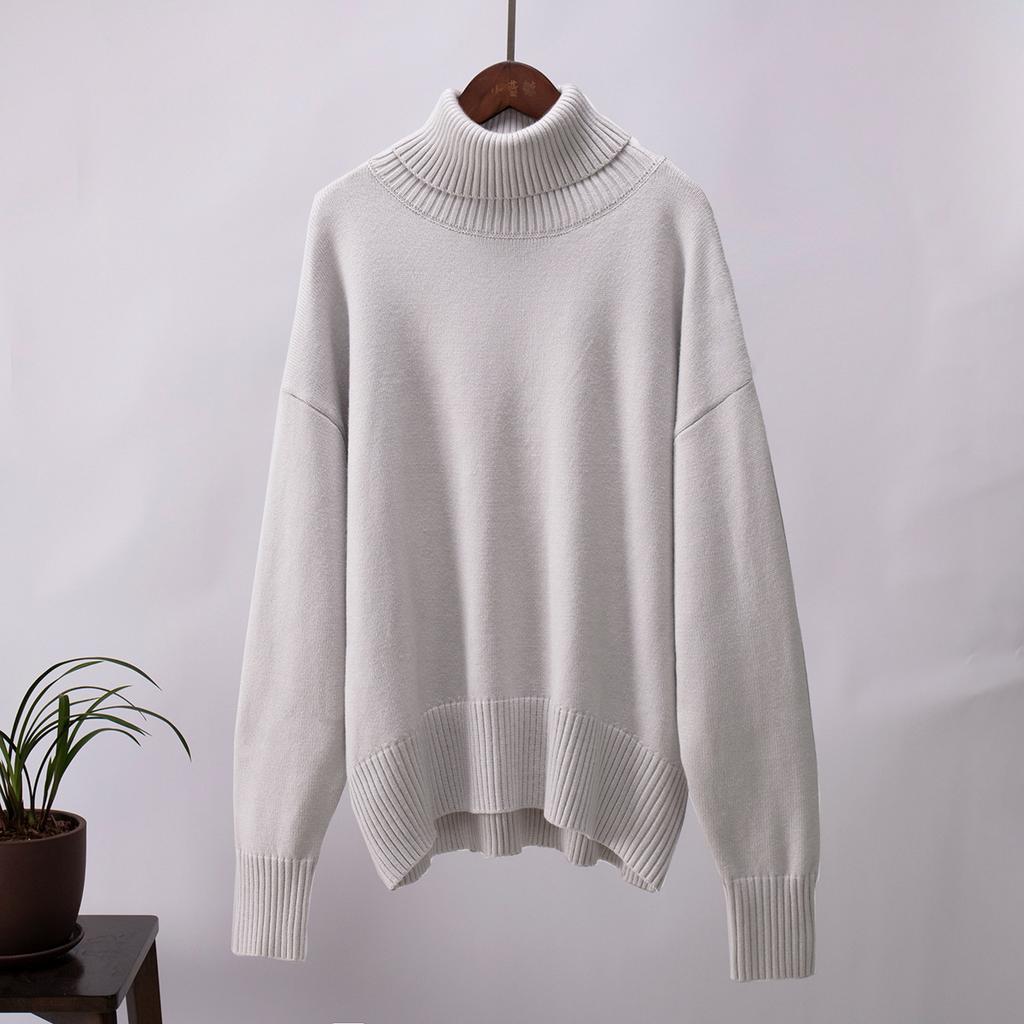 Women's Solid-color Fashionable Long-sleeved Top Sweater