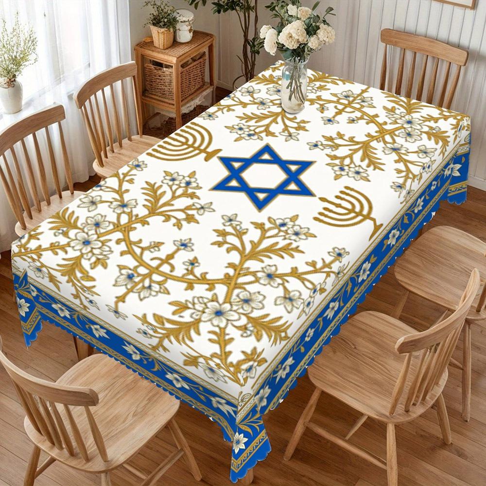 Jewish Star of David Table Cloth for Table Decor Home Kitchen Dining Waterproof Reusable Tablecloth for Tables Indoor Outdoor