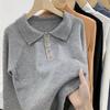 Retro Polo Collar Sweater for Women Autumn Winter New Pullover Soft Casual Sense Sweater Female
