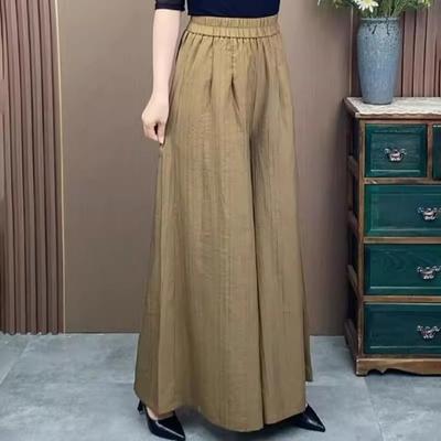 Women Pants Elastic High Waist Oversized Wide Leg Sporty Casual Style