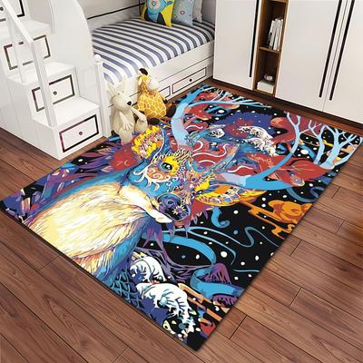 Sika Deer 3D Art Carpet, Living Room and Bedroom Household Items, Children's Room Sofa Mats, Doormat Floor Anti-slip Rug, Gifts