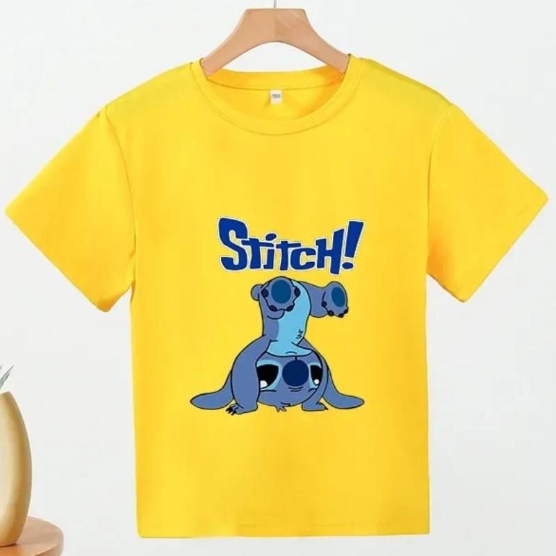 

Футболка Лило и Стич для детей Аниме Летняя мода Несколько Детских Мультяшных Мальчиков Девочек Футболки с коротким рукавом 100