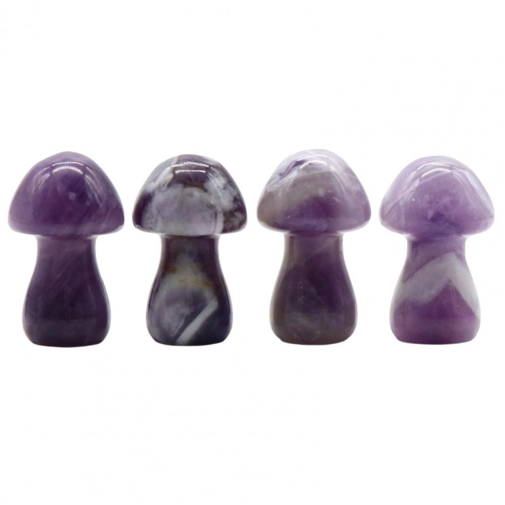 Mushroom Figurine Carved Nice-looking Clear Texture Smooth Edge Mushroom Micro Ornament DIY Faux Crystal Mushroom Figurine