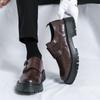 Men's Grasp Leather Derby Shoes British Platform Buckle Leather Shoes with High and Low Top Casual Shoes for Men 2026