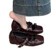 Design Sense French Retro Women's Square Head Shallow Mouth Single Shoes Summer Fashion Cross Strap Belt Buckle Mary Jane Shoes