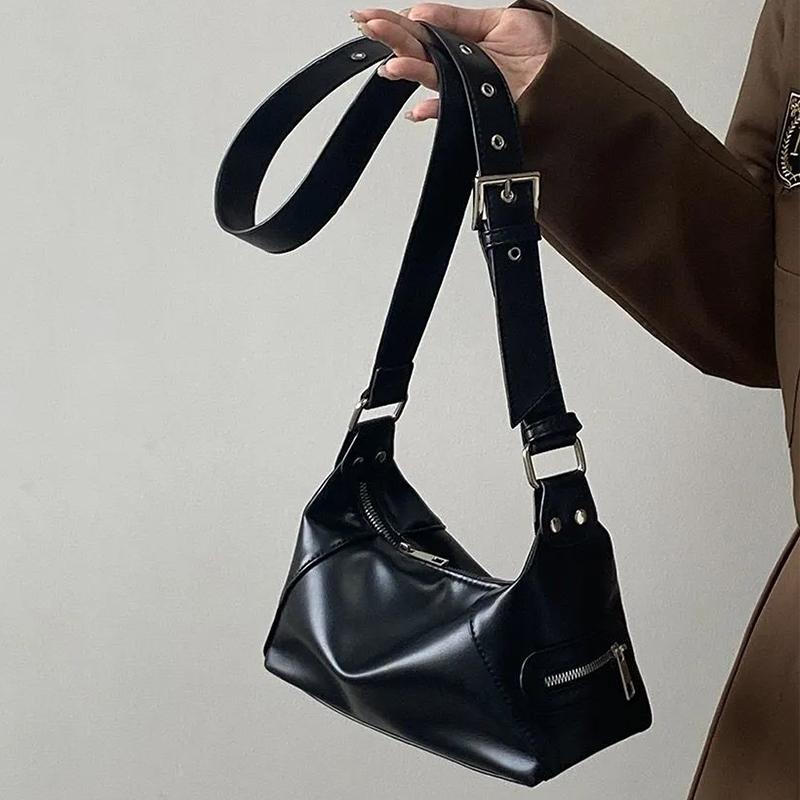 Style Shoulder Bag for Women Modern Motorcycle Bag Minimalist Shoulder Bag