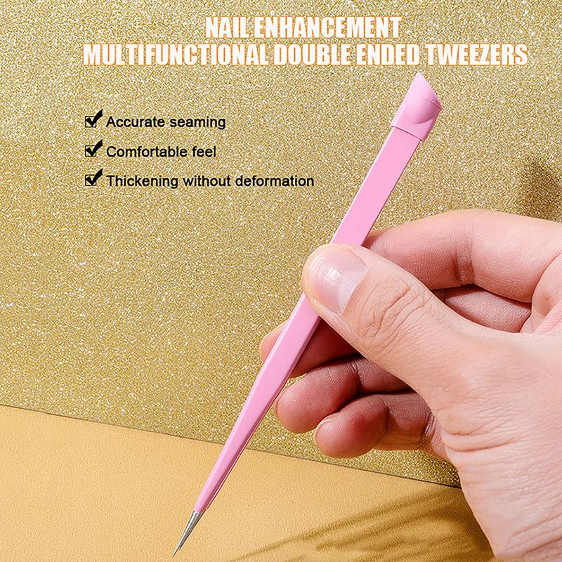Double Sided Nail Tweezers Silicone Pressing Head Nail Tweezers Sticker Picker Nails Tools Manicure Nail Art Tools Accessories
