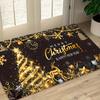 1pc Premium Flannel Christmas-Themed Mat, Luxurious Golden Tree and Reindeer Design Doormat, Non-Slip & Washable Mat for Living