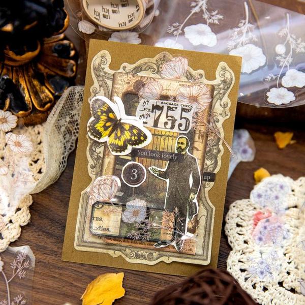 1 rolle Vintage Pflanzen & Blumen Serie PET Band Scrapbooking Dekoration Collage Journal Tagebuch Diy Aufkleber