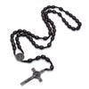 1PC Saint Benedict Rosary Necklace Cross Catholic Brown Wooden Cross Necklace Christ Prayer Beads