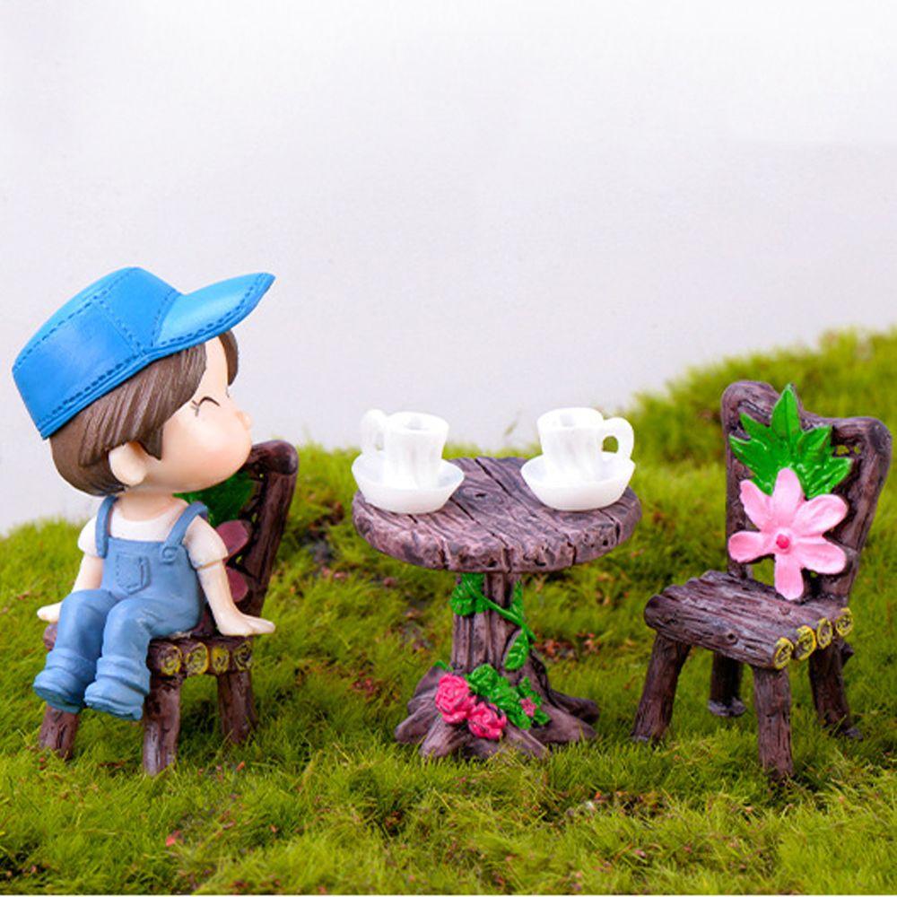 Dollhouse Accessories Mini Miniature Micro Landscape Garden Furniture Ornament Table and Chairs