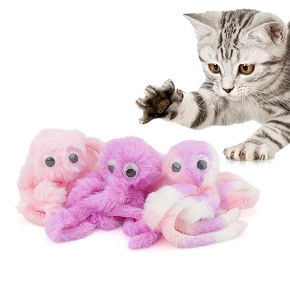 Small Kitten Octopus Plush Cat Toy Teaser Bite Interactive Play Squid Pet Toys