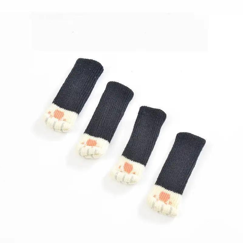 24 buc Șosete Tricotate Drăguțe cu Lăbuță de Pisică pentru Mobilier, Antiderapante, Huse pentru Picioarele Scaunelor, Protecții pentru Podea, Botosei pentru Picioarele Mesei, Tampoane, Potrivire Pătrată Rotundă