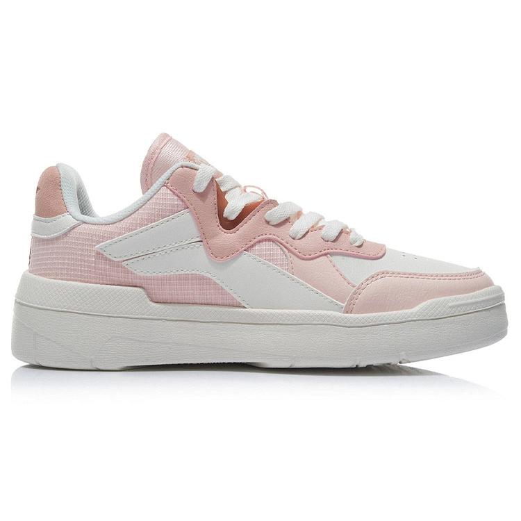 Li Ning Wave Superwave Lite Slip Resistant Abrasion Resistant Low Top Skateboard Shoes Women's Pink White AGCR156-2