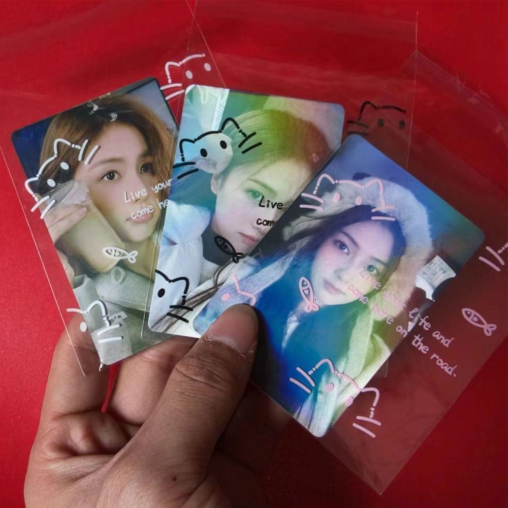 50 STÜCKE Albumkarten-Aufbewahrungstasche Schmuckversiegelungsbeutel Cartoon-Katzen-Druck Keks-Snack-Verpackung