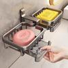 Punch-Free Wall-Mounted Space Aluminum Soap Dish - High-End Bathroom Shelf Soap Box with Drainage