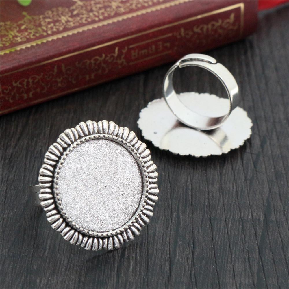 

20mm 5pcs Antique Silver Plated Bronze Brass Mix Style Adjustable Ring Settings Blank/Base,Fit 20mm Glass Cabochons