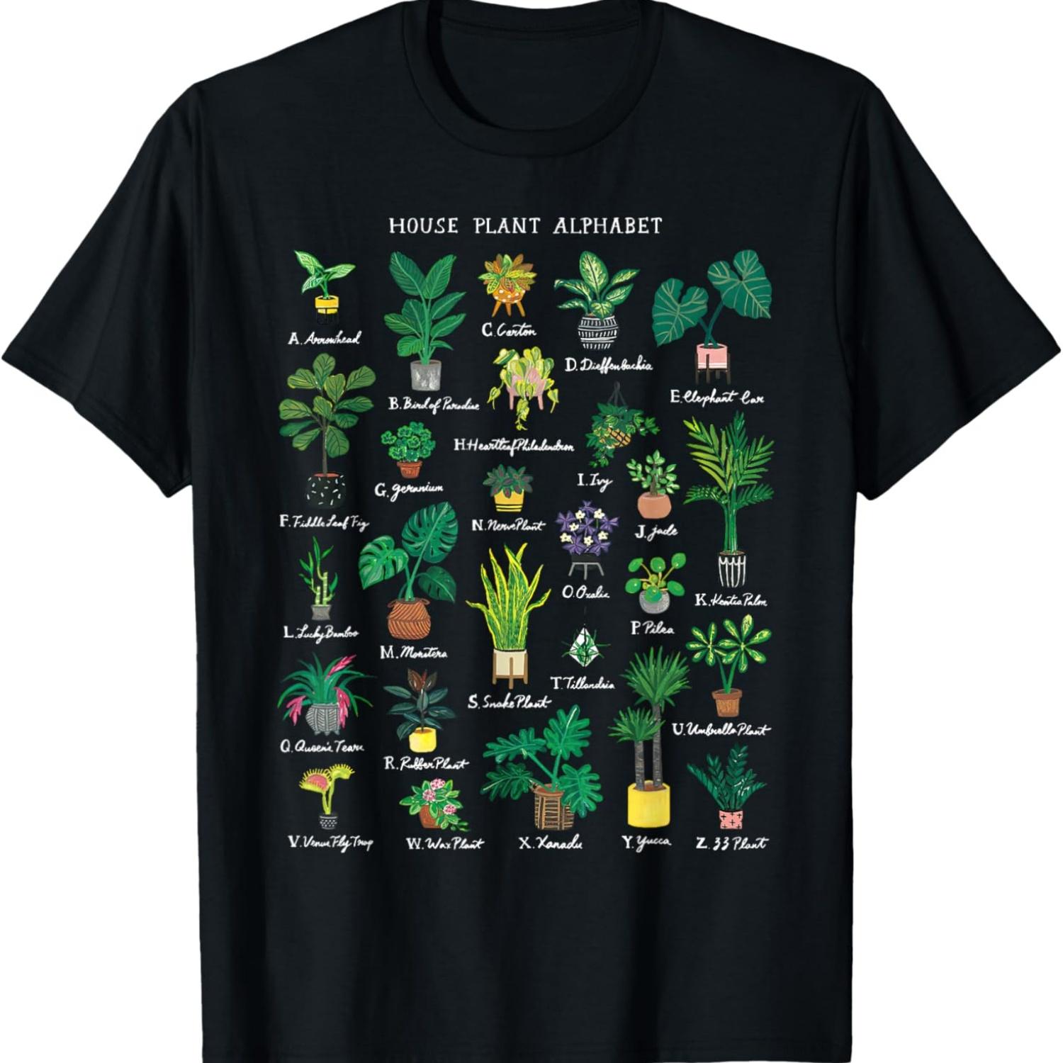 Plant Alphabet Gardener Gardening Plant Lover Women Men T-Shirt S чёрный