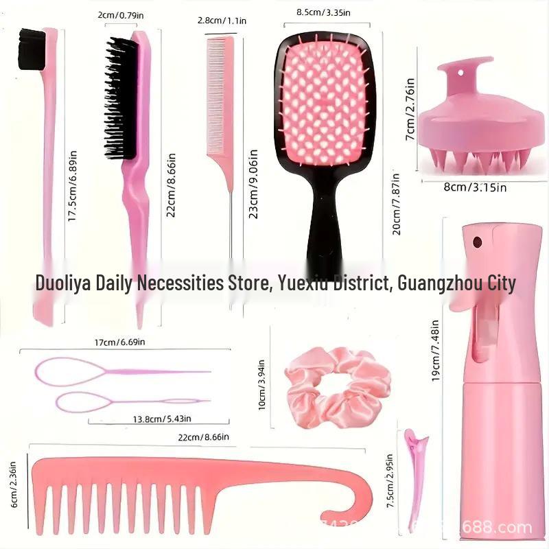 Bestseller Haarstyling-Set: Toupierbürste, Balayage-Kamm, Sprühflasche mit kontinuierlichem Sprühstoß, Werkzeug für Haarverlängerungsnadel