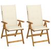 Day and Night - Day and Night Reclining Garden Chairs 2 Pcs Solid Acacia Wood Cushions