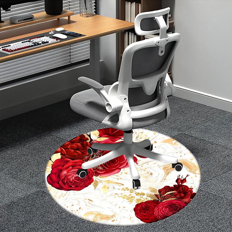 

Elegant Red Rose Chair Mat Home Decor, Sofa Rug, Office Carpet Gift for Any Room 80cm