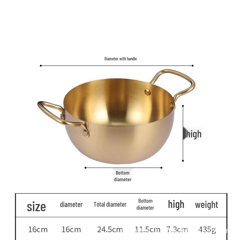 Koreanischer Edelstahl-Doppelgriff-Instantnudeltopf mit Induktionskompatibilität