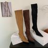 2025 Winter New Pointed Suede Boots Tall But Knee Thin High Heel Women's Boots Knight Thin Sexy Stacking Boots