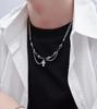 Gothic Cross Pendant Necklace Unisex Black Beaded Hip Hop Chain Trendy Retro High-grade Sense High Street Jewelry Accessories